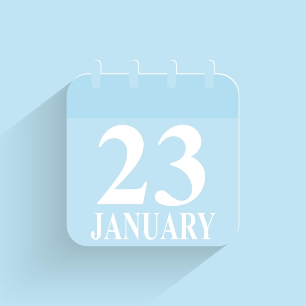 January 23 Daily Calendar Icon Date And Time Day Month Holiday Flat Designed Vector Illustration