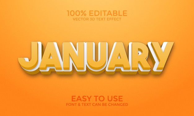 January Editable 3D text effect