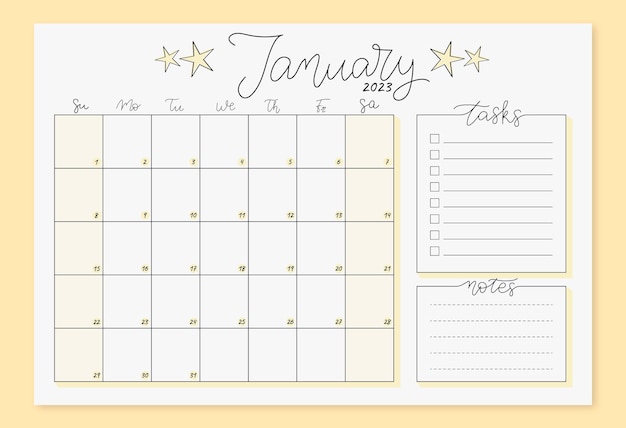 January english monthly planner