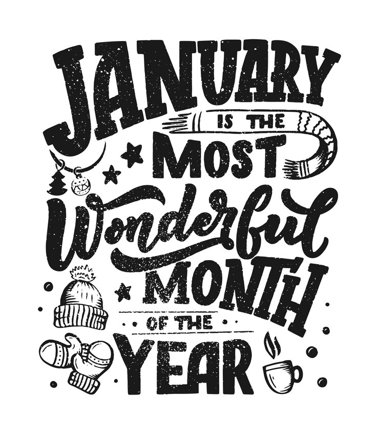 Vector january inspirational quote.