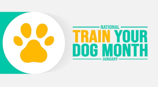 Январь - это национальный шаблон фона месяца "Тренируй свою собаку" Фонарь концепции праздника