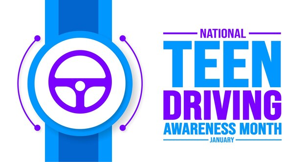 January is Teen Driving Awareness Month background template Holiday concept background banner