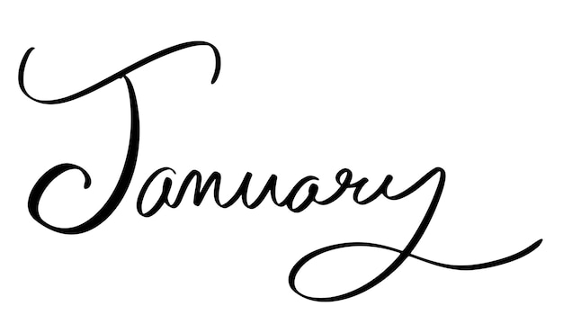 January month calligraphy hand written font text black colour white illustration vector design calen