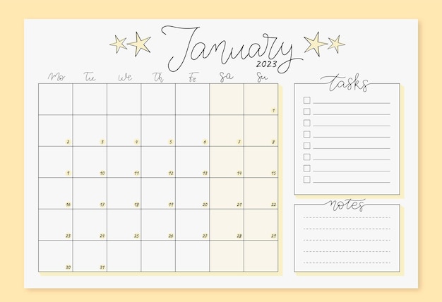 January Monthly Planner