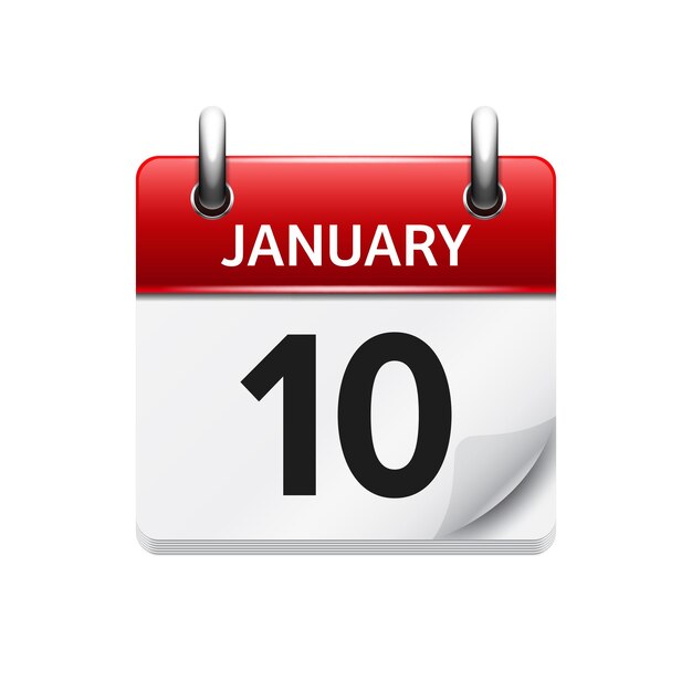 January vector flat daily calendar icon date and time day month holiday