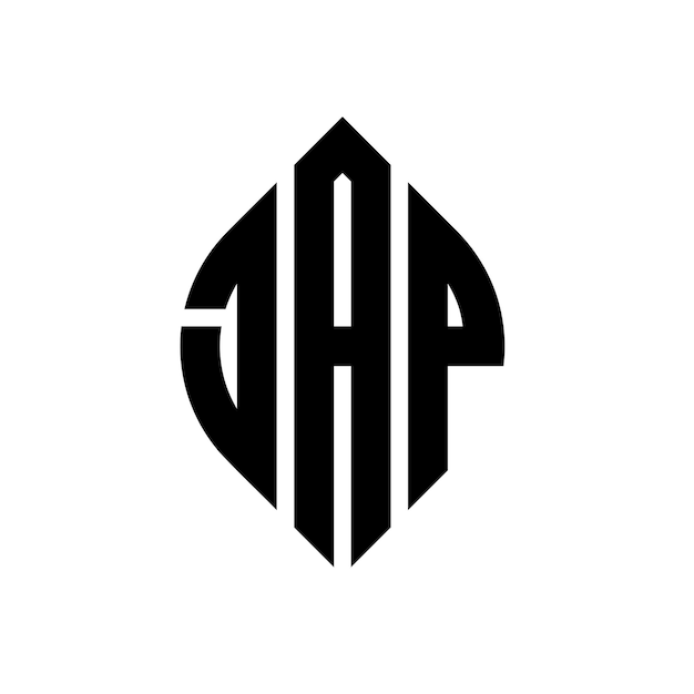 Вектор Дизайн логотипа jap с круговой буквой в форме круга и эллипса jap эллипсовые буквы с типографическим стилем три инициалы образуют логотип круга jap круг эмблема абстрактная монограмма письмо марка вектор