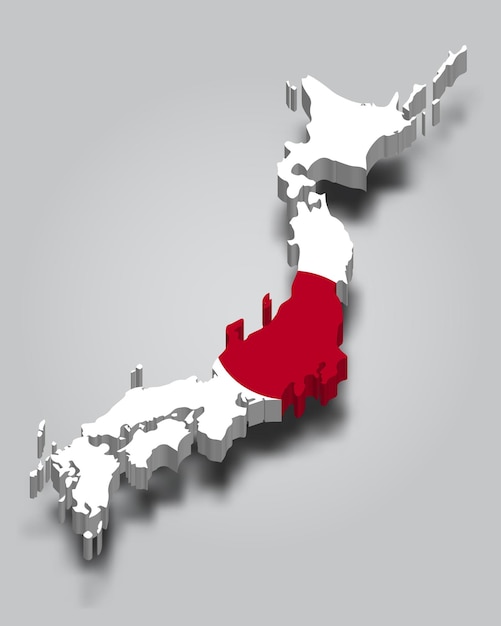 플래그와 함께 일본 3d 지도