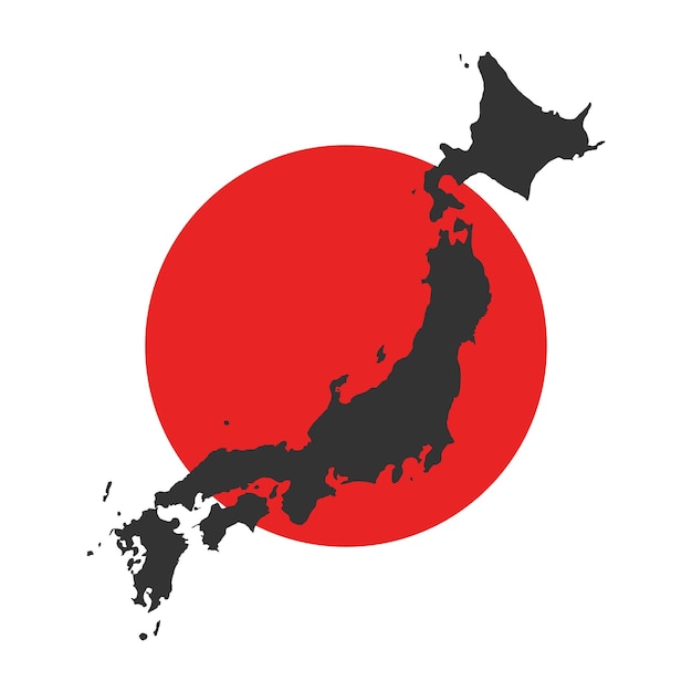 일본 검은 지도 및 플래그 벡터 개념