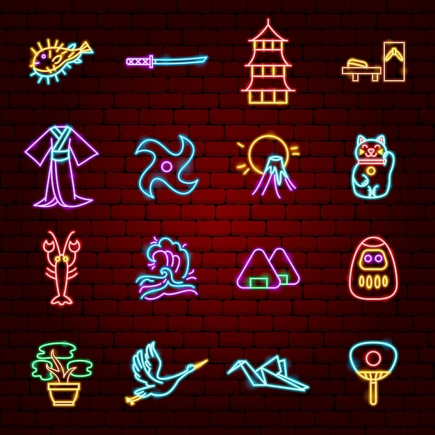 Japan Culture Neon Icons