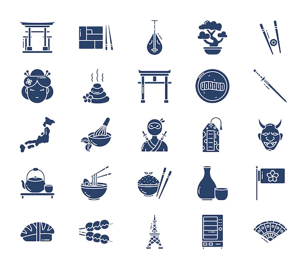 Japan cultuur icon set