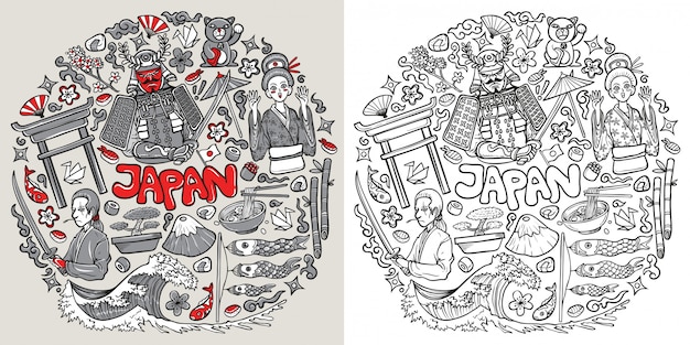 Japan cultuur pictogram overzicht illustratie geïsoleerd