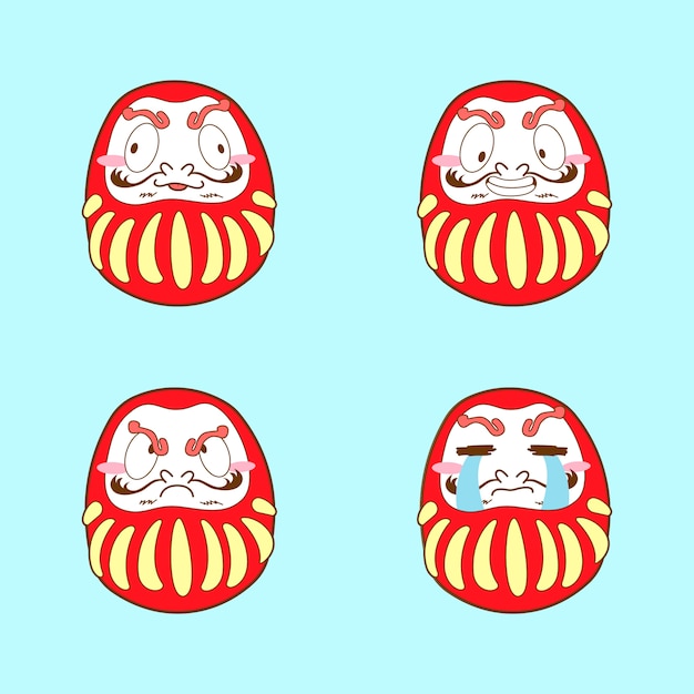 Japan cute dakuma emoji vector set
