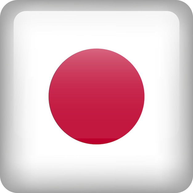 Japan flag button Square emblem of Japan Vector Japanese flag symbol Colors correctly