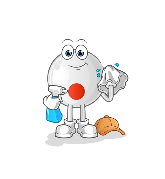 Japan flag cleaner vector. cartoon character