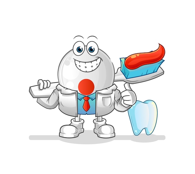 japan flag dentist illustration. character vector