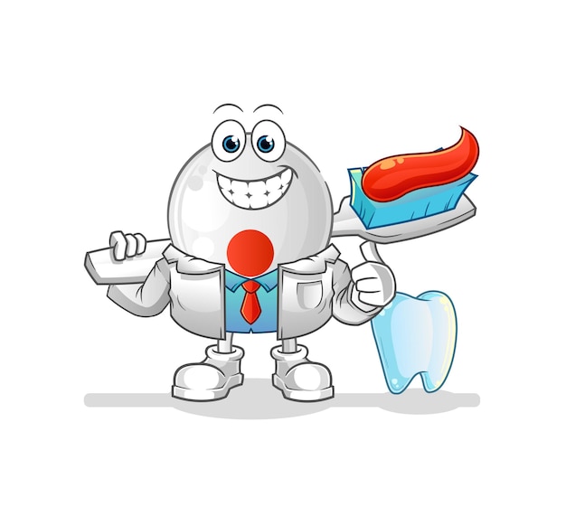 Vector japan flag dentist illustration. character vector