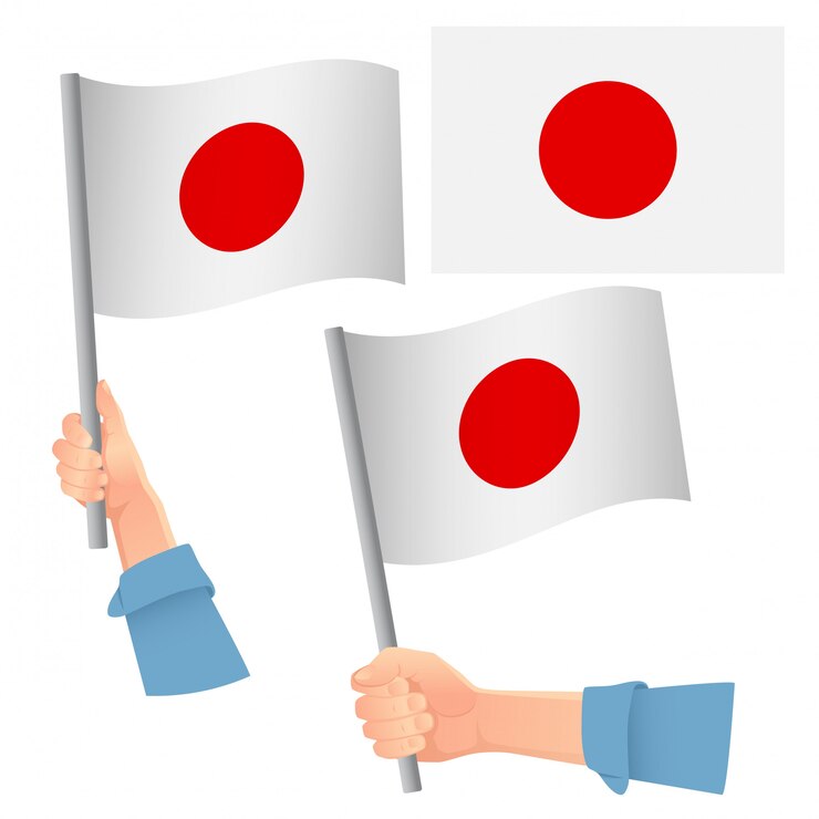 Vector japan flag in hand set