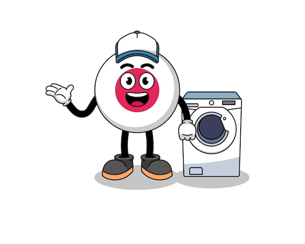 Japan flag illustration as a laundry man