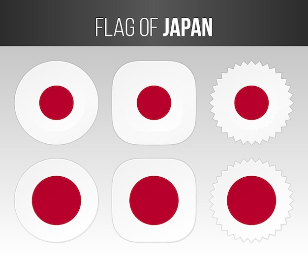 Вектор Флаг японии этикетки значки и наклейки иллюстрационные флаги японии изолированы
