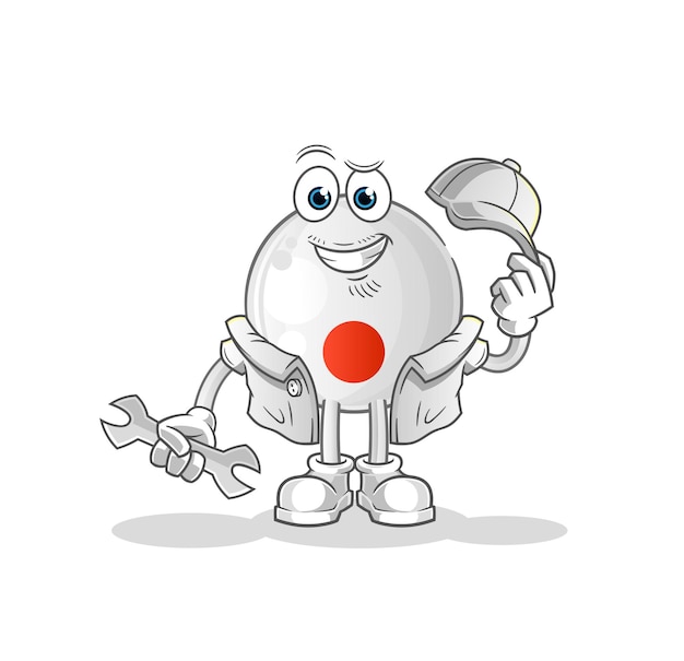 Japan flag mechanic cartoon. cartoon mascot vector