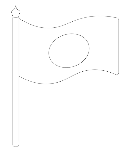 Vector japan flag sketch cloth fabric with a circular disc in the center doodle style