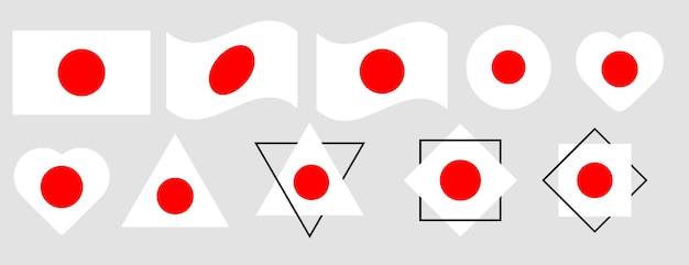 Vector japan flag vector illustration set