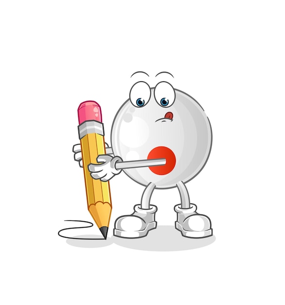 Japan flag write with pencil. cartoon mascot vector