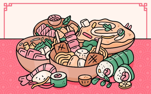 Japan food illustration