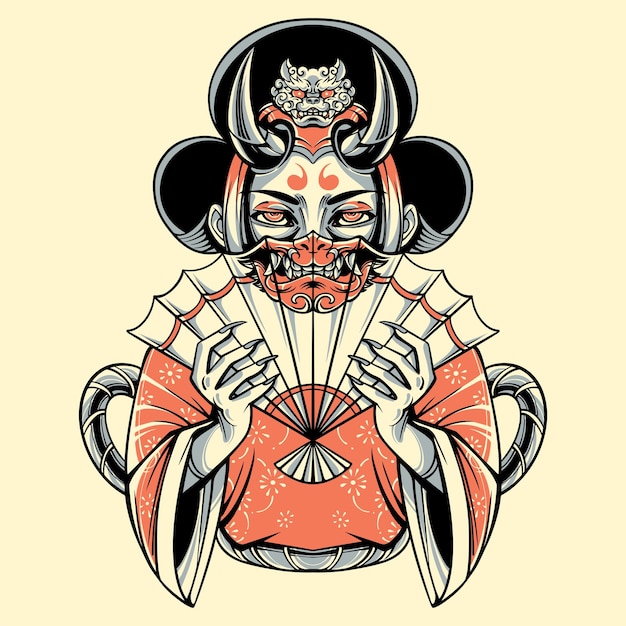 Vector japan geisha girl illustration vector art