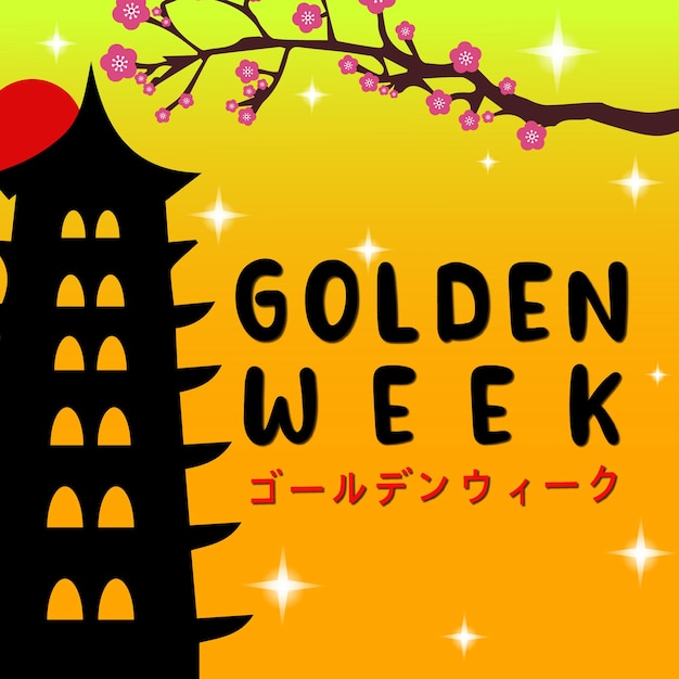 Japan Gouden week Banner vector. Koinobori Carp streamers op gouden elementen achtergrond.