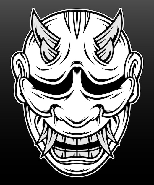 Japan hannya mask hand drawn illustration design