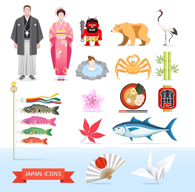 Japan icons illustrations