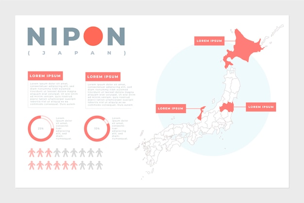 Vector japan kaart infographic in plat ontwerp