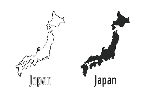 Japan kaart land pictogram Kaderstijl en platte vector silhouet