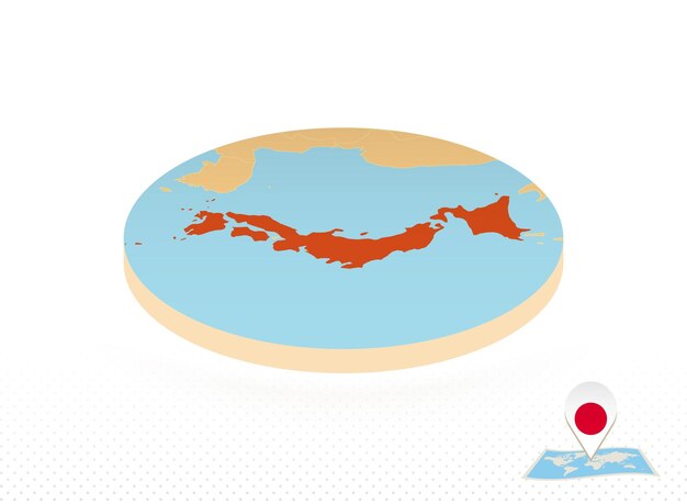 Japan kaart ontworpen in isometrische stijl oranje cirkel kaart