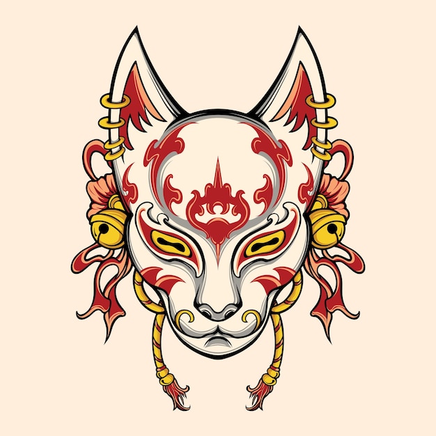 japan kitsune mask vector art