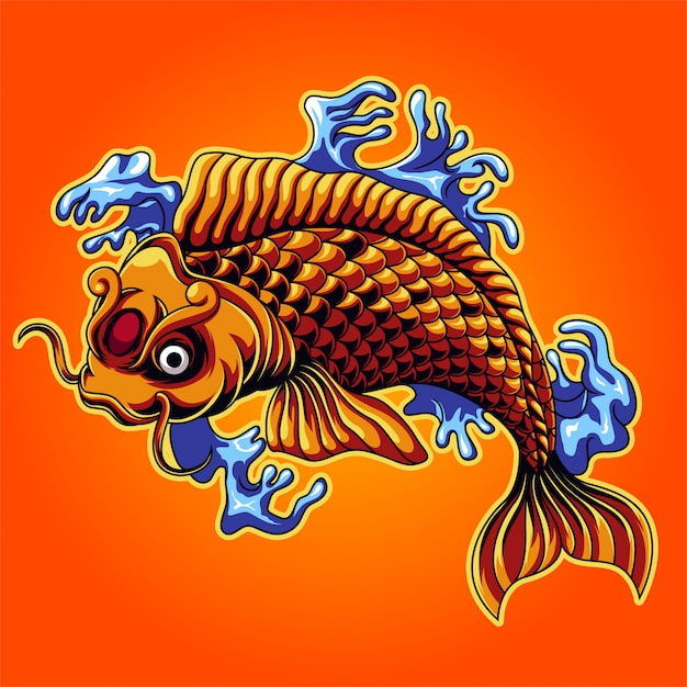 Japan koi fish illustration