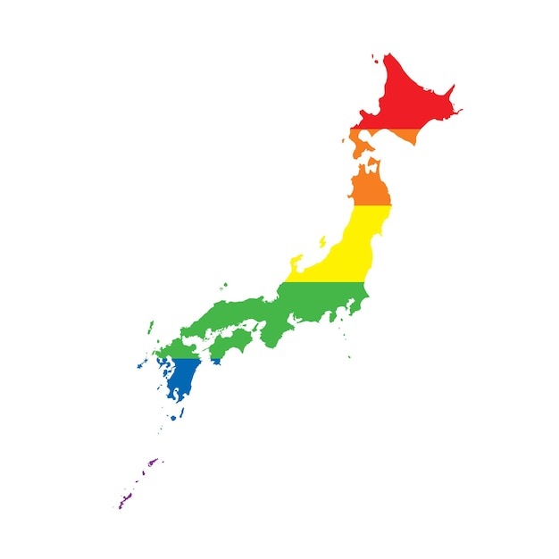 Japan LGBTQ gay pride flag map