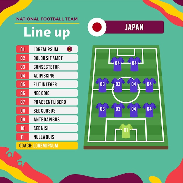 Vettore japan line up football u17 team