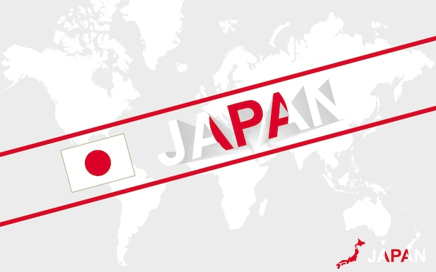 Japan map flag and text illustration