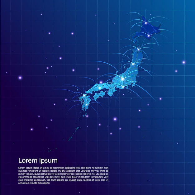 Japan map internet network