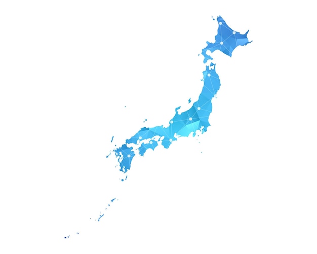 Japan map line dots polygonal abstract geometric.