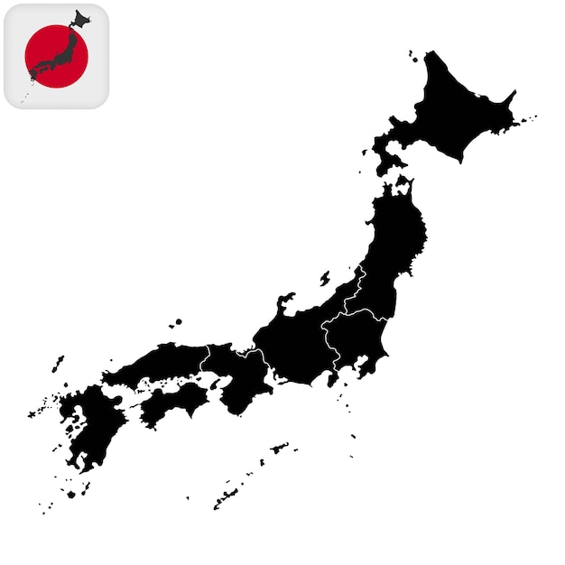 Japan map with regions Vector illustration
