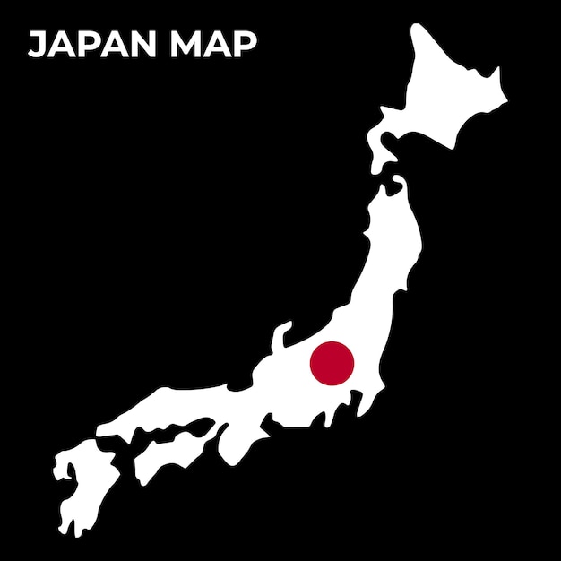 Дизайн карты национального флага Японии Иллюстрация флага страны Японии внутри векторного изображения карты