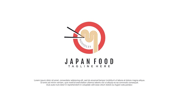 Japan noodle food logo met creatieve stijl idee premium vector