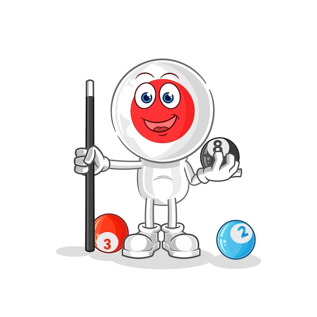 Vector japan plays billiard character cartoon mascot vector