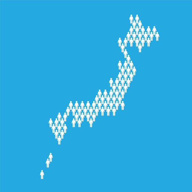 Mappa statistica della popolazione giapponese realizzata con figure stilizzate