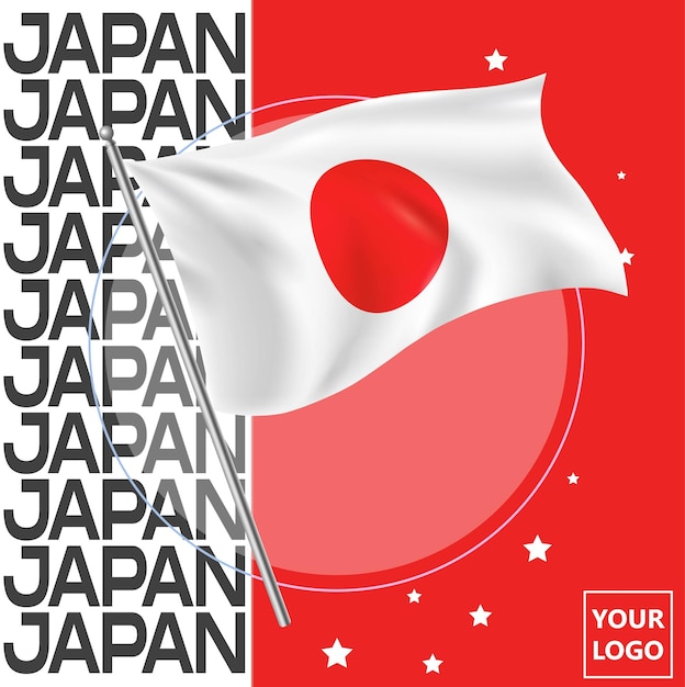 Japan poster with 3d flag