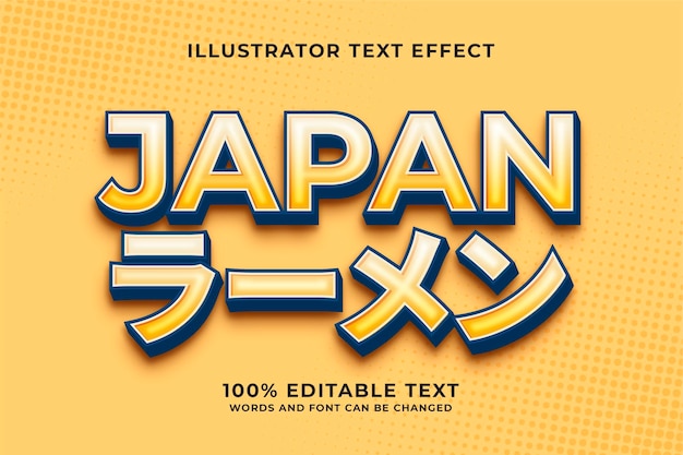 ベクトル 日本のラーメンの編集可能なテキスト効果