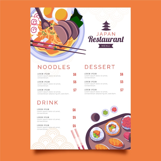 Vector japan restaurant menu template